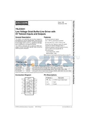 74LCX241CW datasheet - Low-Voltage Octal Buffer/Line Driver with 5V Tolerant Inputs and Outputs
