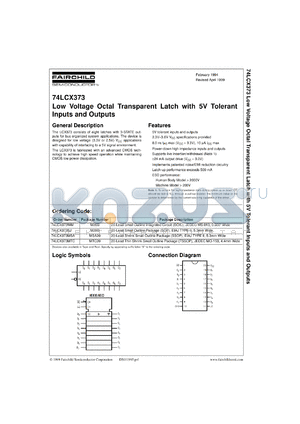 74LCX373SJX datasheet - Low-Voltage Octal Transparent Latch with 5V Tolerant Inputs and Outputs