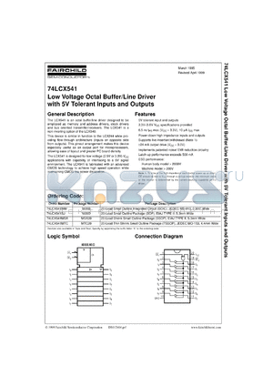 74LCX541MTCX datasheet - Low Voltage Octal Buffer/Line Driver with 5V Tolerant Inputs and Outputs