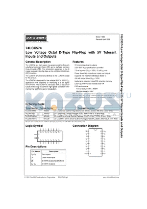 74LCX574MSAX datasheet - Low Voltage Octal D-Type Flip-Flop with 5V Tolerant Inputs and Outputs