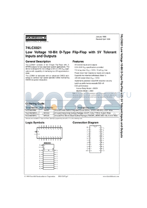74LCX821WMX datasheet - Low-Voltage 10-Bit D-Type Flip-Flop with 5V Tolerant Inputs and Outputs