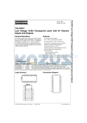 74LCX841MSAX datasheet - Low Voltage 10-Bit Transparent Latch with 5V Tolerant Inputs and Outputs