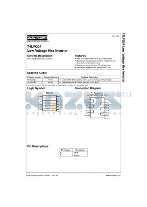 74LVQ04SCX datasheet - Low Voltage Hex Inverter