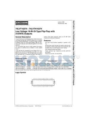 74LVT16374MTDX datasheet - Low Voltage 16-Bit D Flip-Flop with 3-STATE Outputs