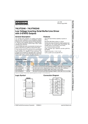 74LVT2240WMX datasheet - Low Voltage Inverting Octal Buffer/Line Driver with 3-STATE Outputs