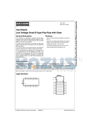 74LVTH273WMX datasheet - Low Voltage Octal D-Type Flip-Flop with Clear