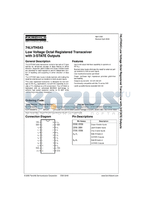74LVTH543WMX datasheet - Low Voltage Octal Registered Transceiver with 3-STATE Outputs