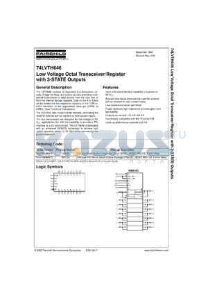74LVTH646MTCX datasheet - Low Voltage Octal Transceiver/Register with 3-STATE Outputs