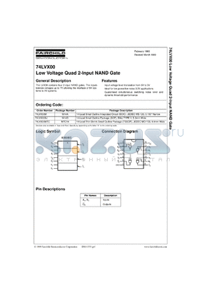 74LVX00SJX datasheet - Low Voltage Quad 2-Input NAND Gate