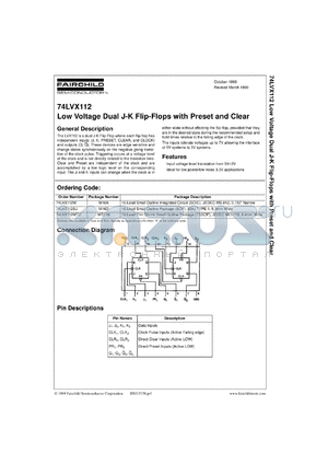 74LVX112MX datasheet - Low Voltage Dual J-K Flip-Flops with Preset and Clear