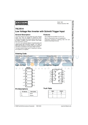 74LVX14MSCX datasheet - Low Voltage Hex Inverter with Schmitt Trigger Input