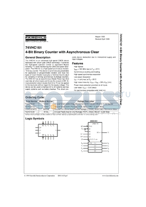 74VHC161MX datasheet - 4-Bit Binary Counter with Asynchronous Clear