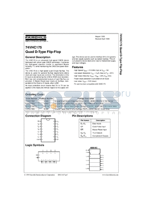 74VHC175MTCX datasheet - Quad D-Type Flip-Flop