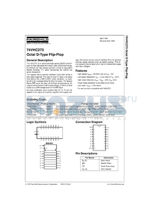 74VHC273MTCX datasheet - Octal D-Type Flip-Flop