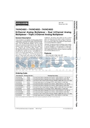 74VHC4052MX datasheet - Dual 4-Channel Analog Multiplexer