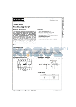 74VHC4066WMX datasheet - Quad Analog Switch