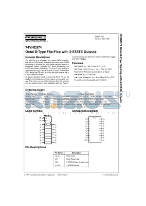 74VHC574MTCX datasheet - Octal D-Type Flip-Flop with 3-STATE Outputs