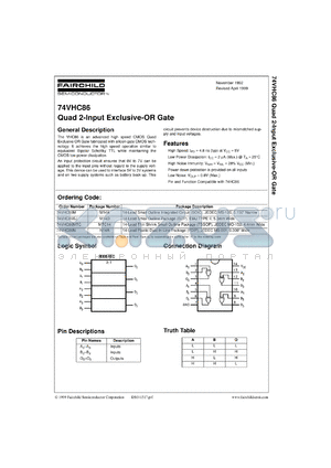 74VHC86CW datasheet - Quad 2-Input Exclusive-OR Gate