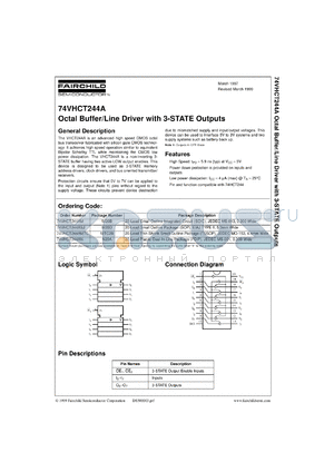 74VHCT244ASJX datasheet - Octal Buffer/Line Driver with 3-STATE Outputs