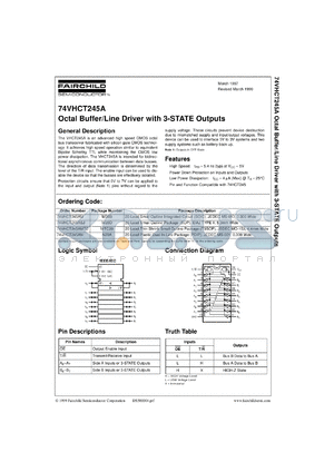 74VHCT245ASJX datasheet - Octal Buffer/Line Driver with 3-STATE Outputs