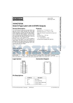 74VHCT573ACW datasheet - Octal D-type Latch with 3-STATE Outputs