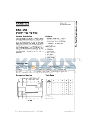 CD4011BCSJX datasheet - Dual D-Type Flip-Flop