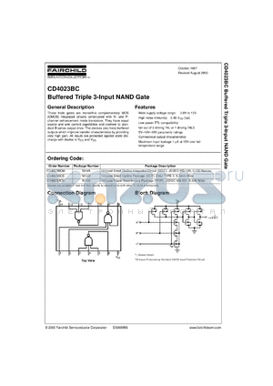 CD4023BCSJ datasheet - Buffered Triple 3-Input NAND Gate