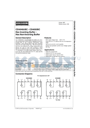 CD4050BCSJ datasheet - Hex Non-Inverting Buffer