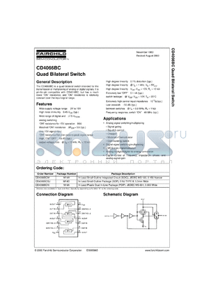 CD4066BCSJX datasheet - Quad Bilateral Switch