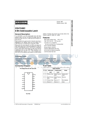 CD4724BCW datasheet - Dual 8-Bit Addressable Latch