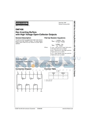 DM7406CW datasheet - Hex Inverting Buffer/Driver with High-Voltage Open- Collector Outputs