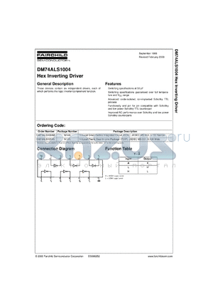 DM74ALS1004MX datasheet - Hex Inverting Driver