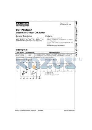 DM74ALS1032AMX datasheet - Quadruple 2-Input OR Buffer