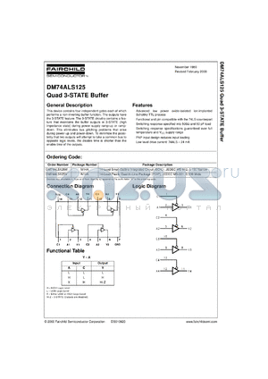 DM74ALS125MX datasheet - Quad 3-STATE Buffer