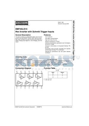 DM74ALS14SJX datasheet - Hex Inverter with Schmitt Trigger Inputs