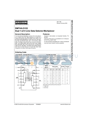DM74ALS153MX datasheet - Dual 1-of-4 Line Data Selector/Multiplexer