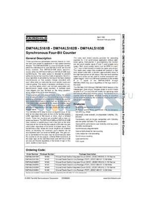 DM74ALS163BMX datasheet - Synchronous Four-Bit Binary Counter with Synchronous Clear