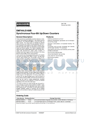 DM74ALS169BMX datasheet - Synchronous Four-Bit Up/Down Counters