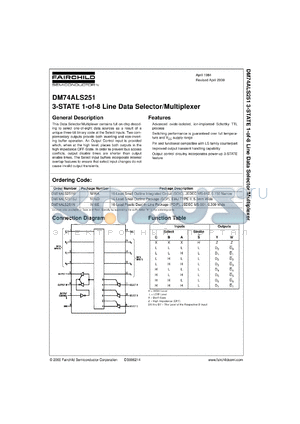 DM74ALS251MX datasheet - 3-STATE 1 of 8 Line Data Selector/Mulitplexer