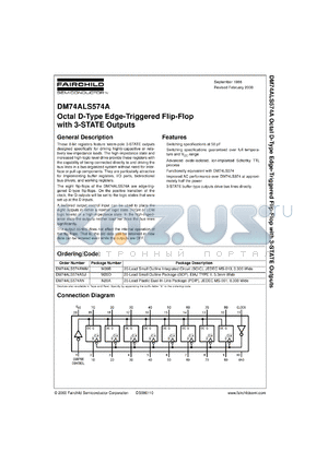 DM74ALS574ACW datasheet - Octal D-Type Edge Triggered Flip-Flop with 3-STATE Outputs
