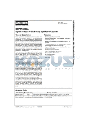 DM74AS169AMX datasheet - Sychronous 4-Bit Binary Up/Down Counter