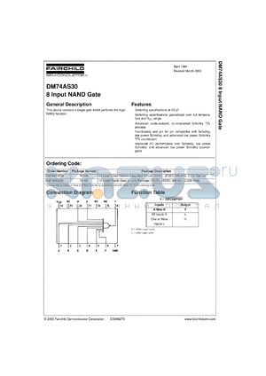 DM74AS30MX datasheet - 8 Input NAND Gate