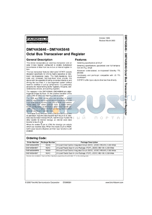 DM74AS646WMX datasheet - Octal 3-STATE Bus Transceiver Register