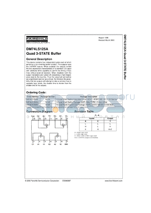 DM74LS125ACW datasheet - Quad 3-STATE Buffer