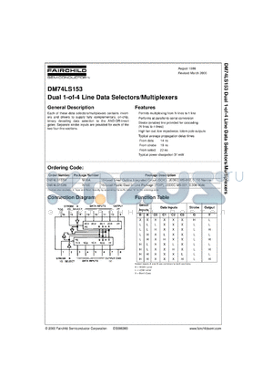 DM74LS153MX datasheet - Dual 1-of-4 Line Data Selector/Multiplexer