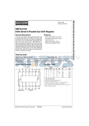 DM74LS164MX datasheet - 8-Bit Serial In/Parallel Out Shift Register with Asynchronous Clear