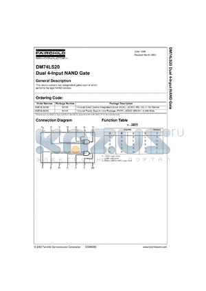 DM74LS20MX datasheet - Dual 4-Input NAND Gate