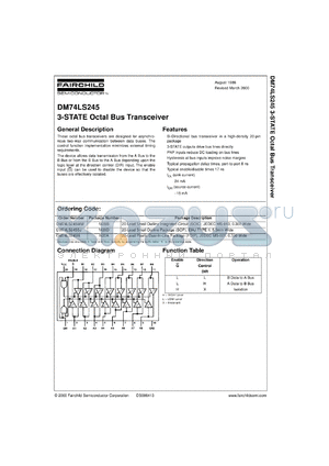 DM74LS245WMX datasheet - Octal 3-STATE Bus Transceiver