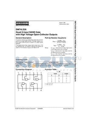 DM74LS26MX datasheet - Quad 2-Input NAND Gate with High Voltage Open-Collector Outputs