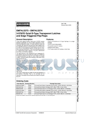 DM74LS373WMX datasheet - Octal D-Type Transparent Latches and Edge-Triggered Flip-Flops
